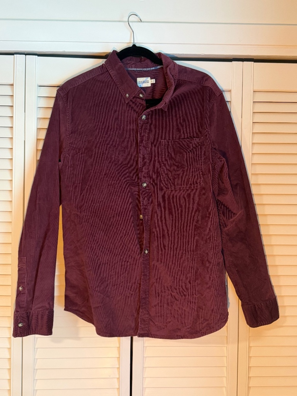 Fair Harbor Maroon courderoy button down